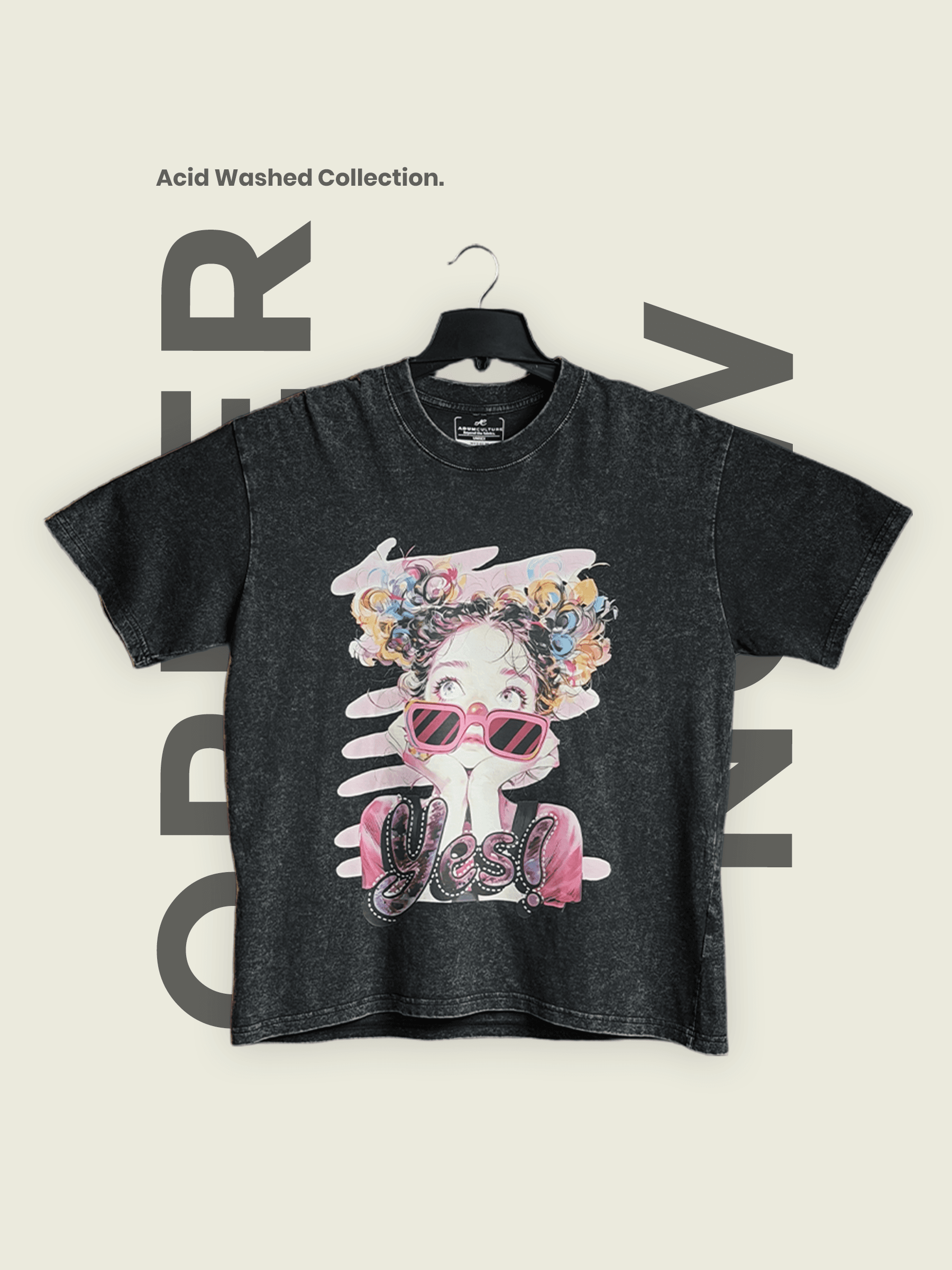 Vibrant Yes Tee | Acid Washed Midnight Ash | Adum Culture
