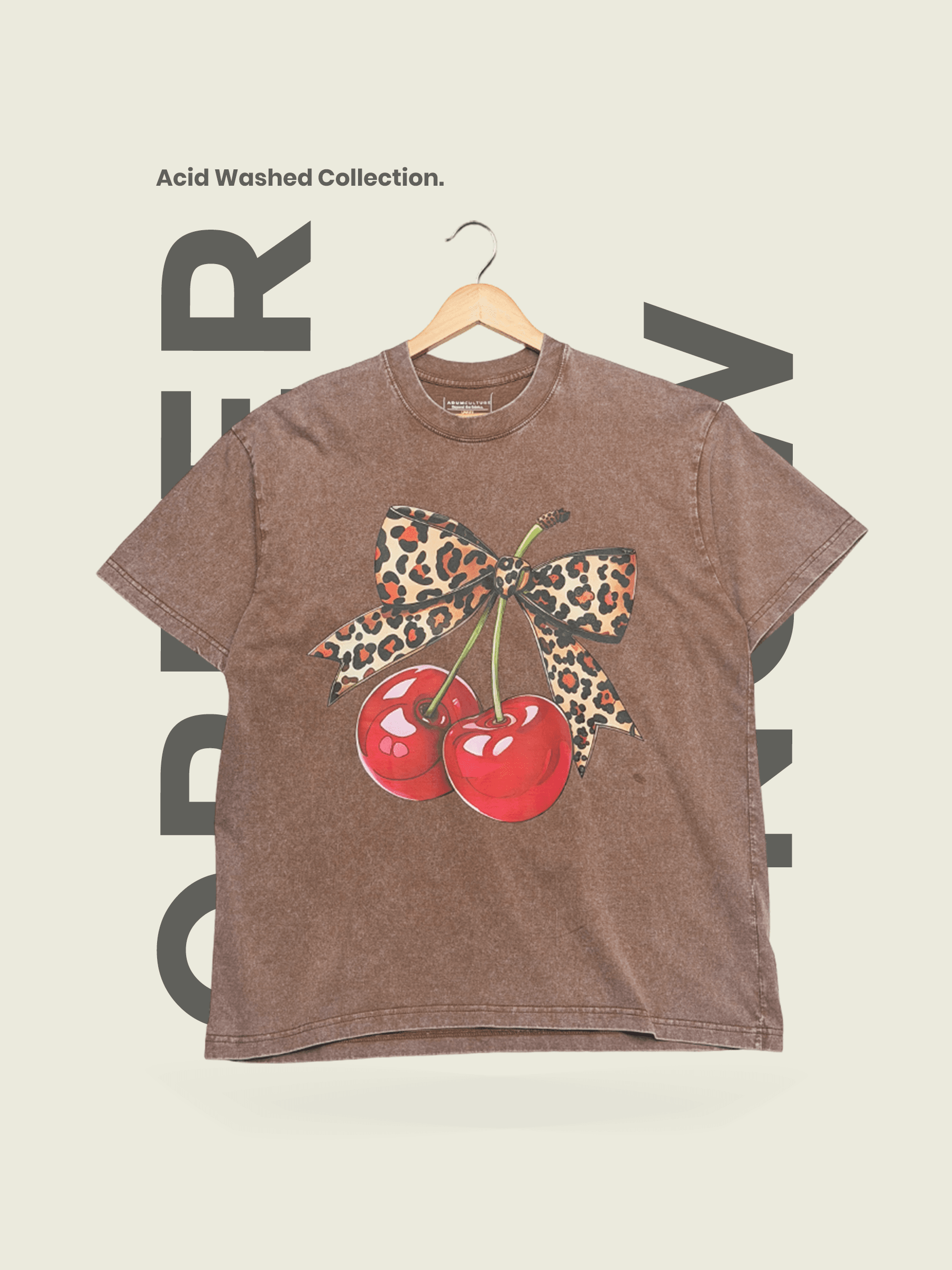Leopard Cherry Tee | Acid Washed Espresso | Adum Culture
